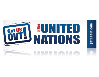 Get US out! of UN bumper sticker